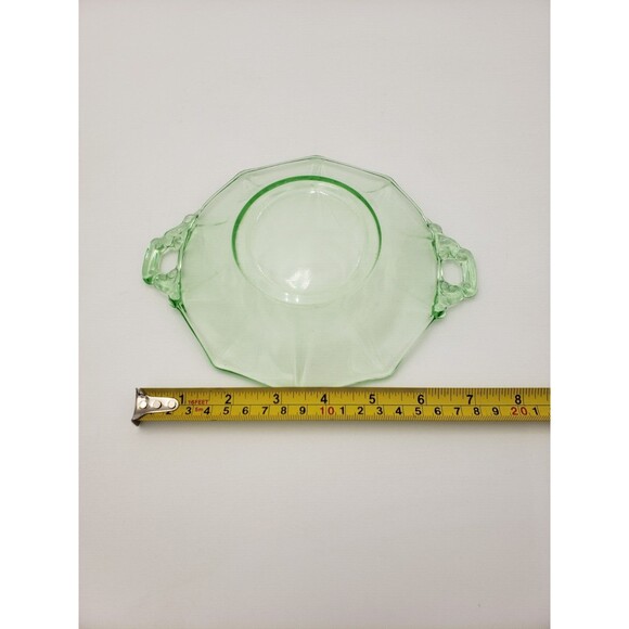 Vintage Cambridge Glass Decagon Green Bon Bon Dish Uranium Glass Light Emerald - Picture 10 of 10